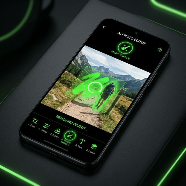 Black Hypic AI background removal tool working on portrait photo with dark UI