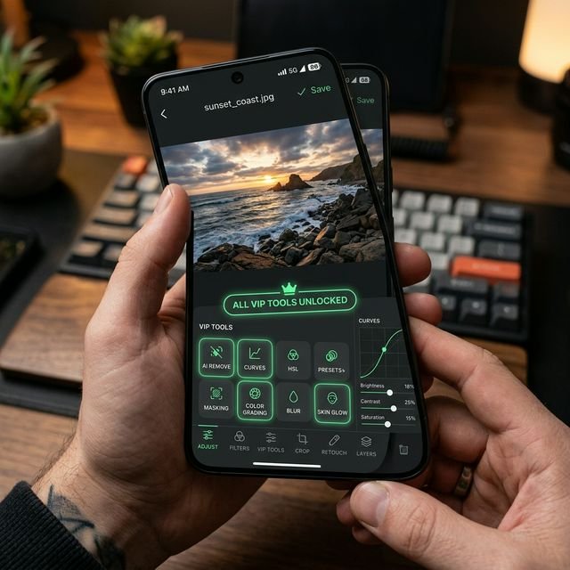 Hypic MOD APK main editing interface with all VIP tools unlocked