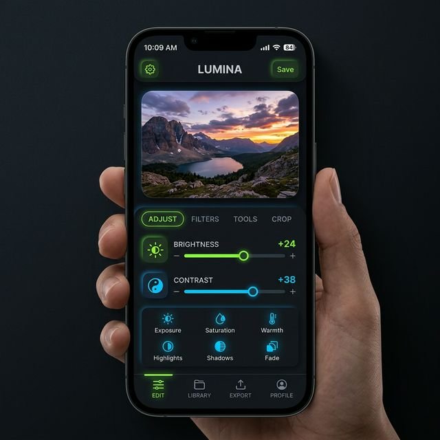Hypic photo editing tools panel with adjustment sliders for brightness contrast