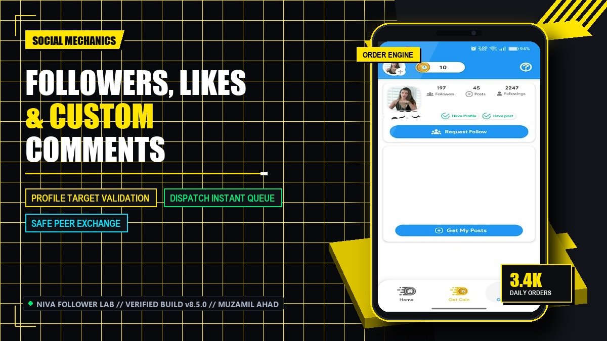 Main Social Features in Niva Follower: Followers, Likes & Comment Tasks